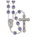  BLUE CAPPED METAL BEAD ROSARY WITH CROSS & CENTER 